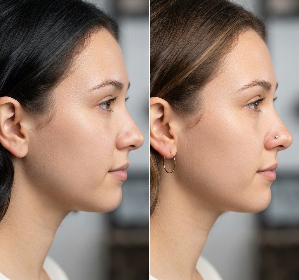 Ear & Nose Piercing — before and after result