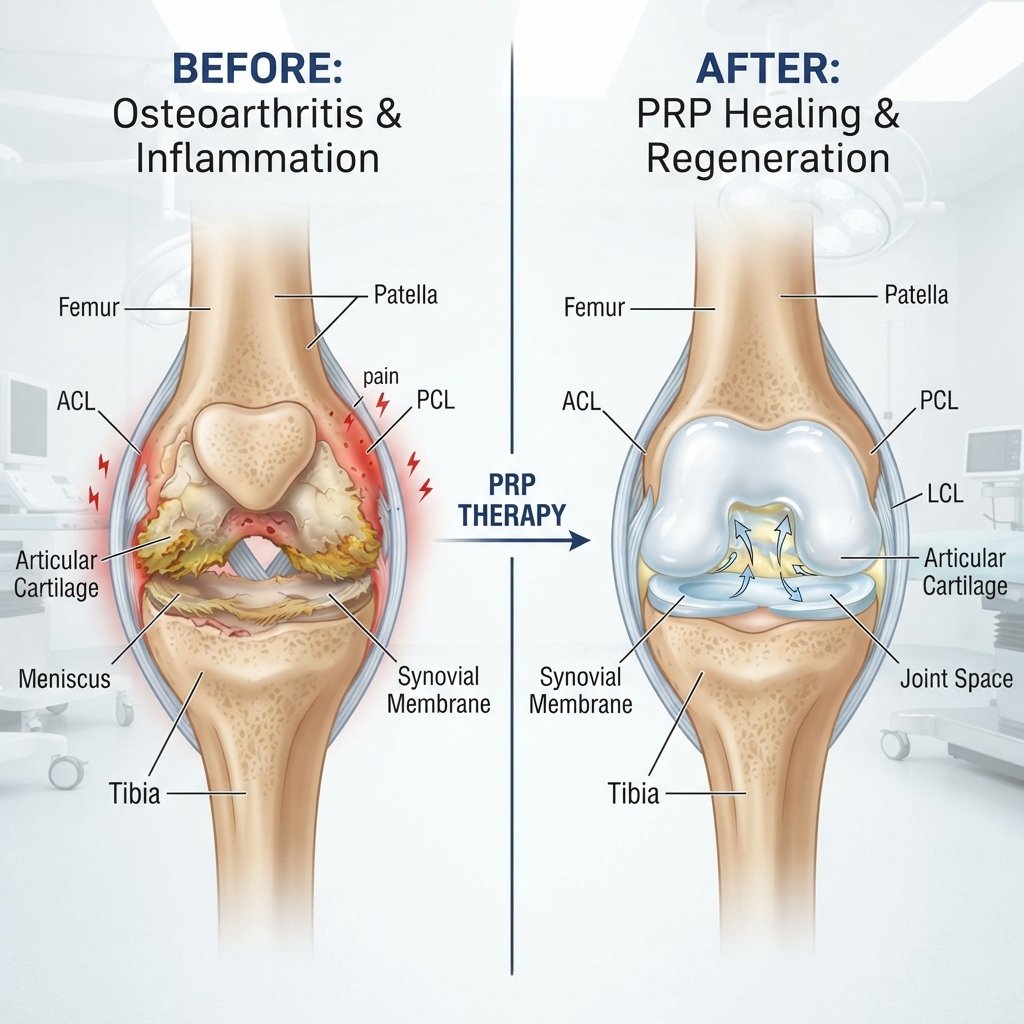 PRP / PRF — Body & Knee Joints — before and after result