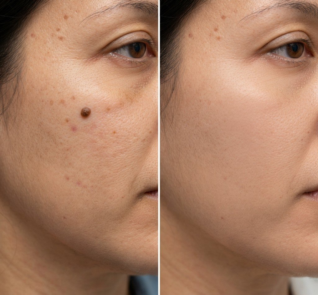 Warts / Lumps / Spots / Naevi Removal — before and after result